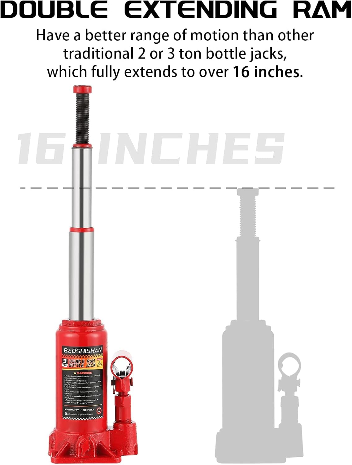 3 Ton Double Ram Bottle Jack with Carrying Case D149640