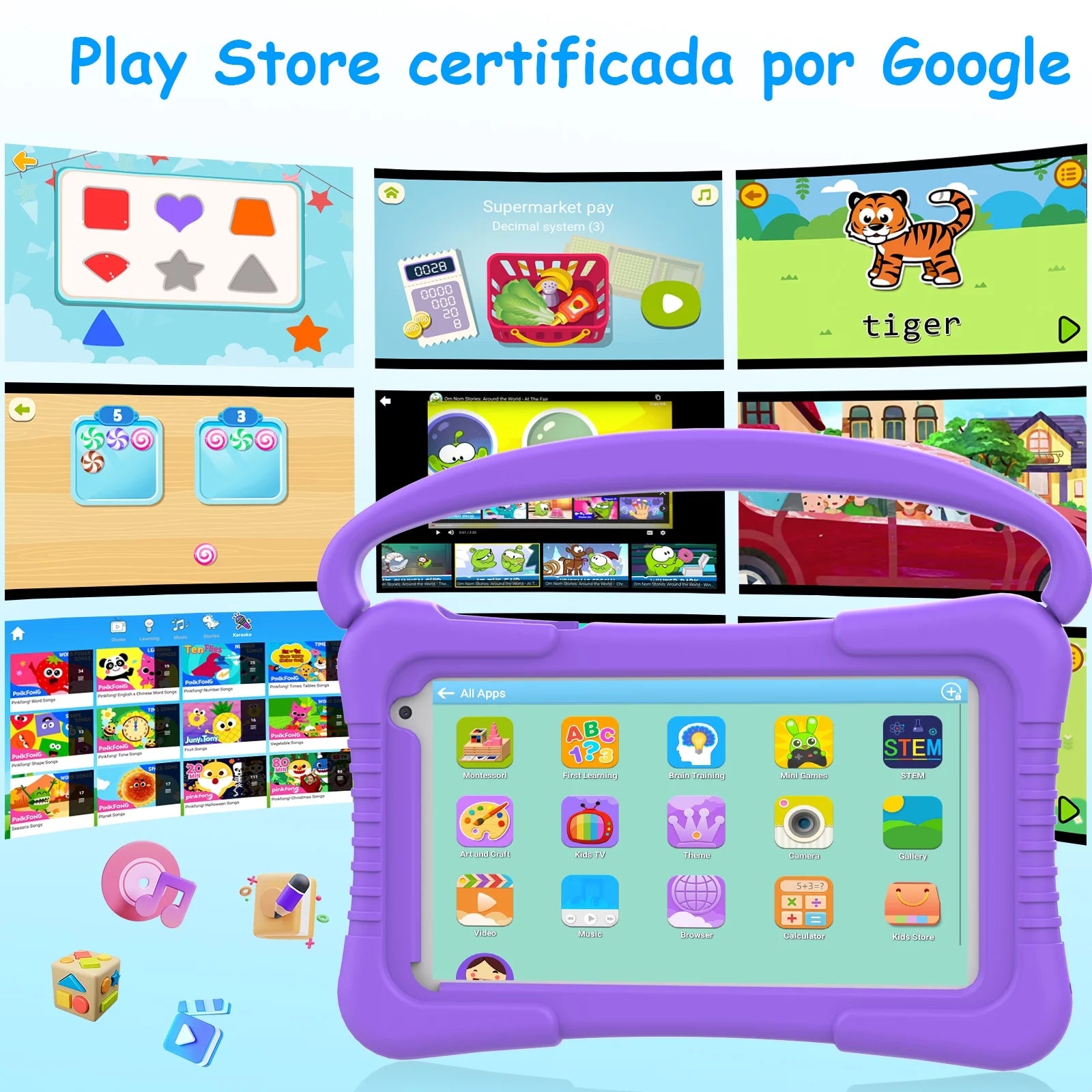Purple 7 inch Android 11 Tablet with Silicone Case I258090