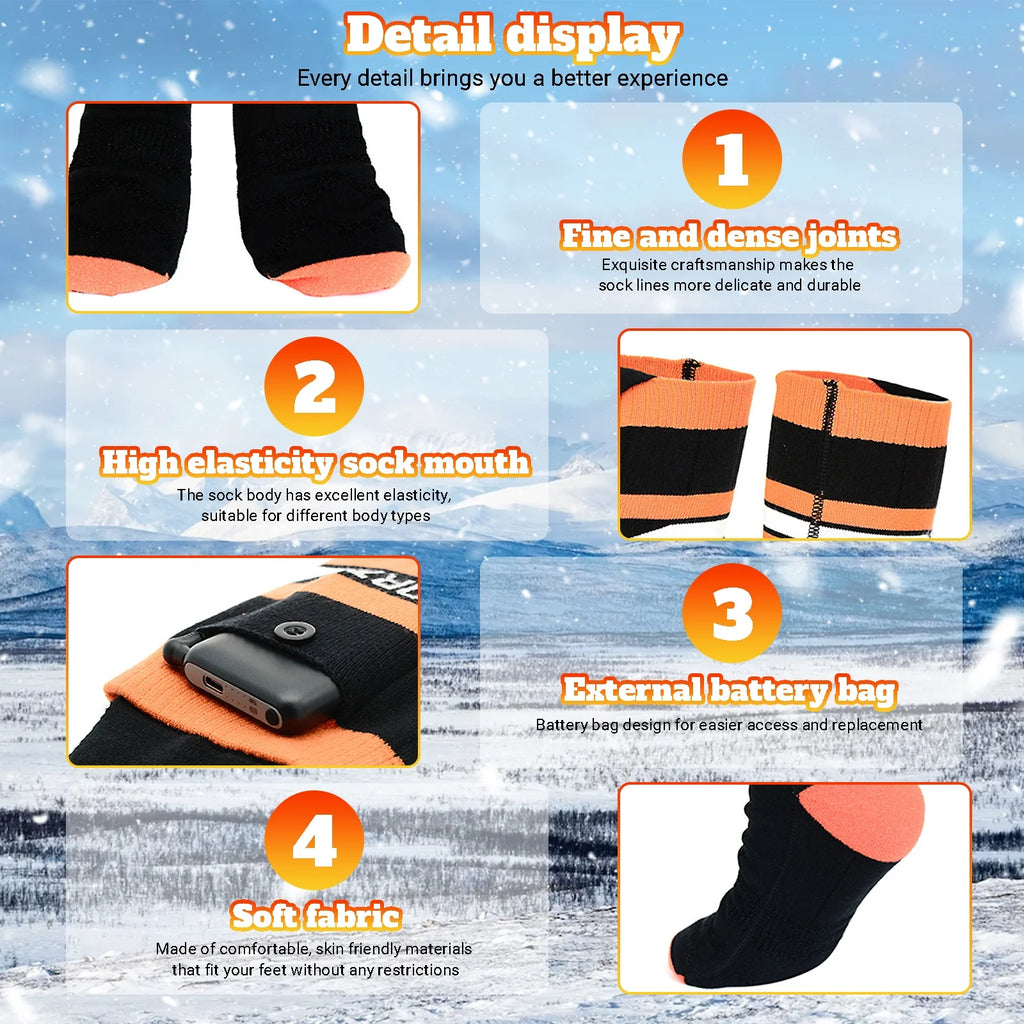 Black Rechargeable Electric Heated Socks Z613
