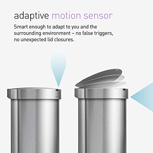 45 Liter Semi-Round Automatic Sensor Trash Can, Brushed Stainless Steel Y31174