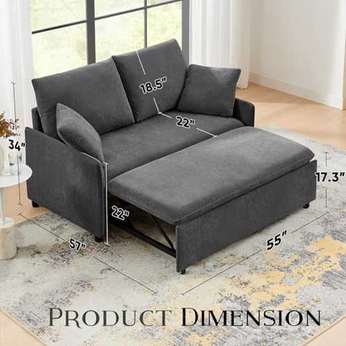 Beige 3-in-1 Convertible Sleeper Sofa Bed with Chenille W765679