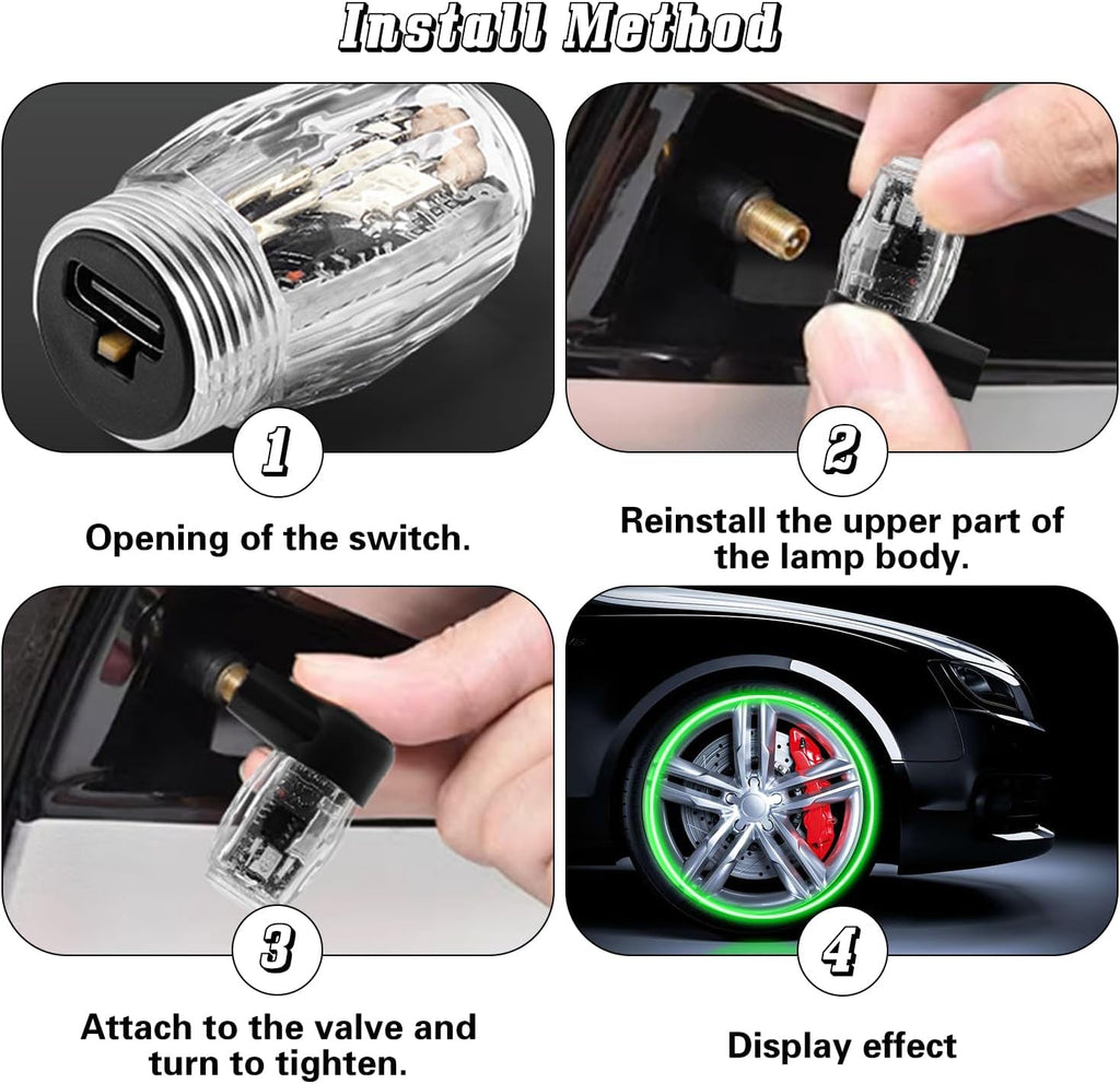 4 PCS Tire Valve Light LED Wheel Lights P141668