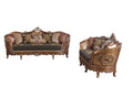 Black & Gold Wood Trim Sofa Set 2 V8363