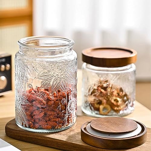 24 OZ Glass Storage Jar with Airtight Bamboo Wooden Lids T2407