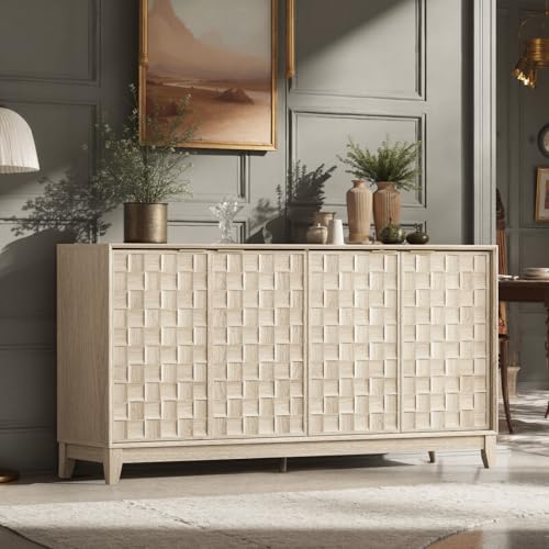 Walnut Finish Solid Wood Sideboard Cabinet with Storage J335870