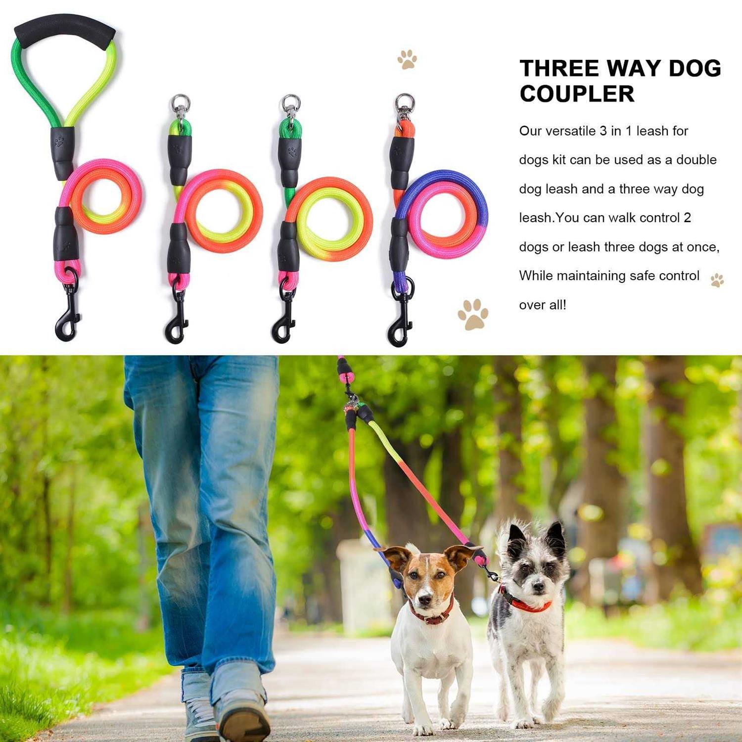 3 Way 75 Inch Detachable Dog Leash with Soft Padded Handle L9895