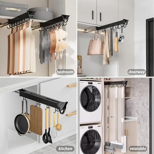 Multifunctional Slide Broom And Mop Organizer/storage, Hanging Garage Storage Rack (36cm/14.17inch) V1595