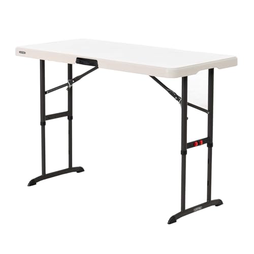 4-Foot Commercial Adjustable Folding Table, Almond J762