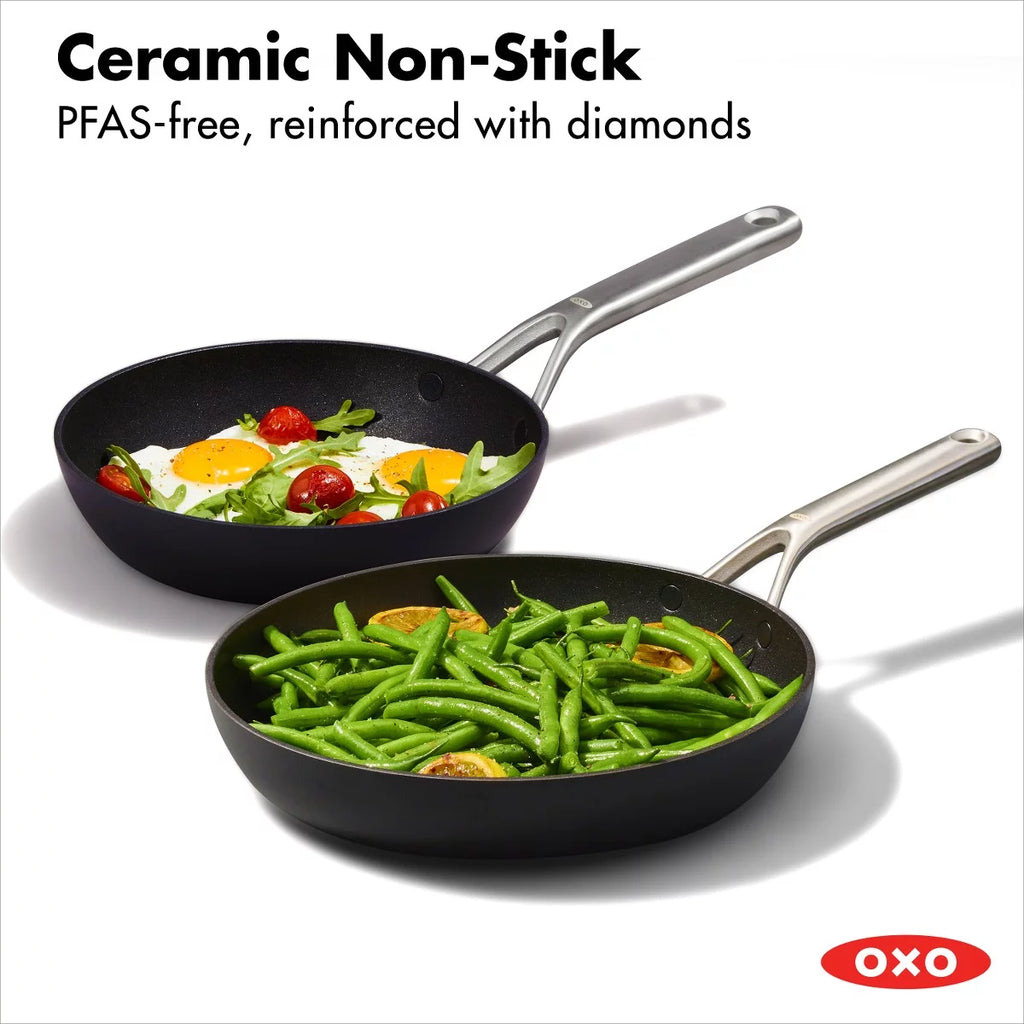 8" and 10" Hard Anodized Nonstick Frying Pan Skillet Set Black F3957