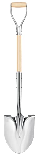 Polished Chrome Ceremonial Shovel with Steel/Wood D-Handle, 44.5-Inch, 6-Pack J21790