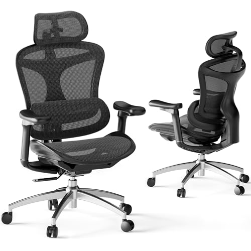 Ergonomic Office Chair with 3D Armrests, Adjustable Backrest, Grey E798