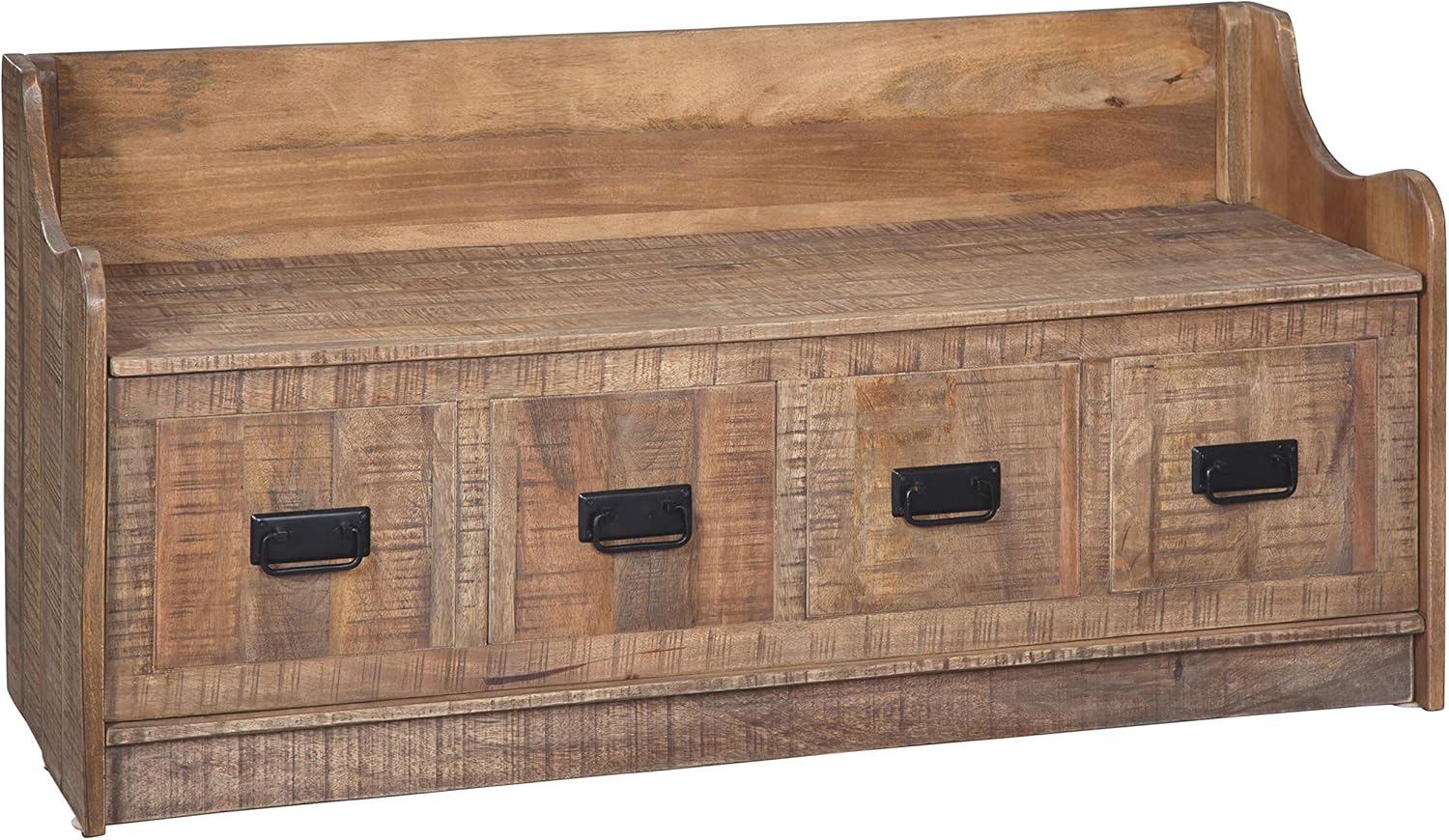 Beige Wood Storage Bench with Hinge Top T825810