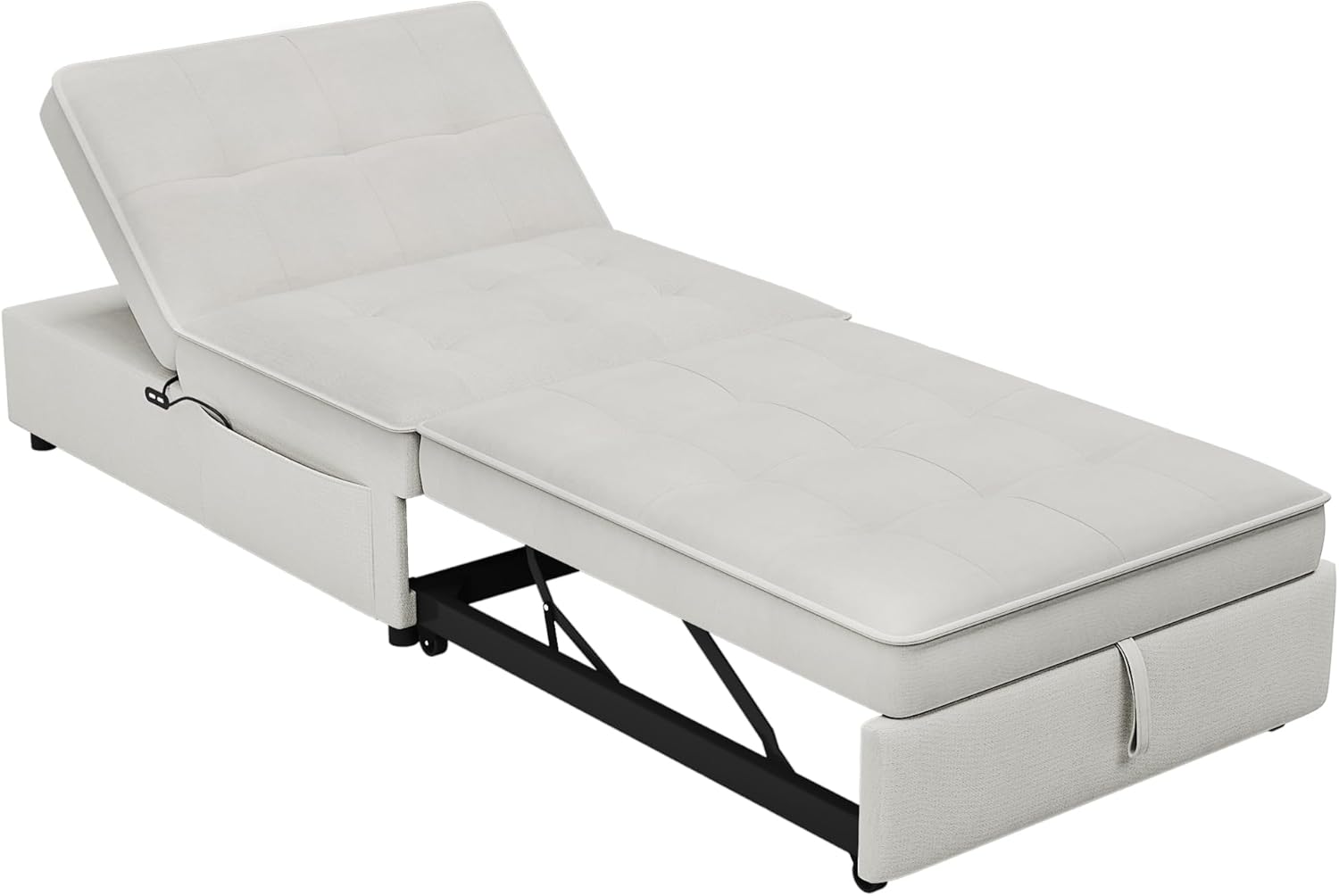 White 4-in-1 Folding Ottoman Bed with Storage Pocket and USB Port P71422