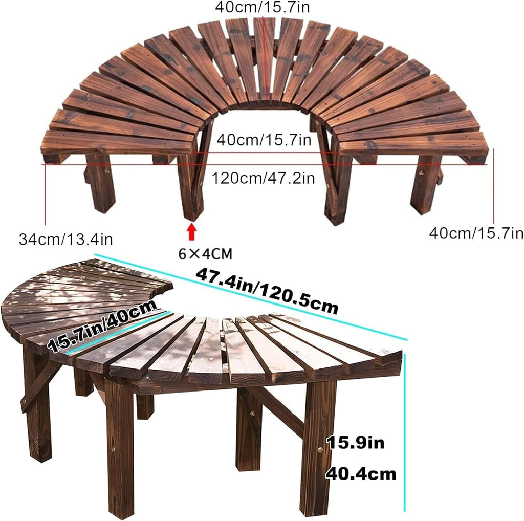 Wooden Outdoor Curved Bench D1803