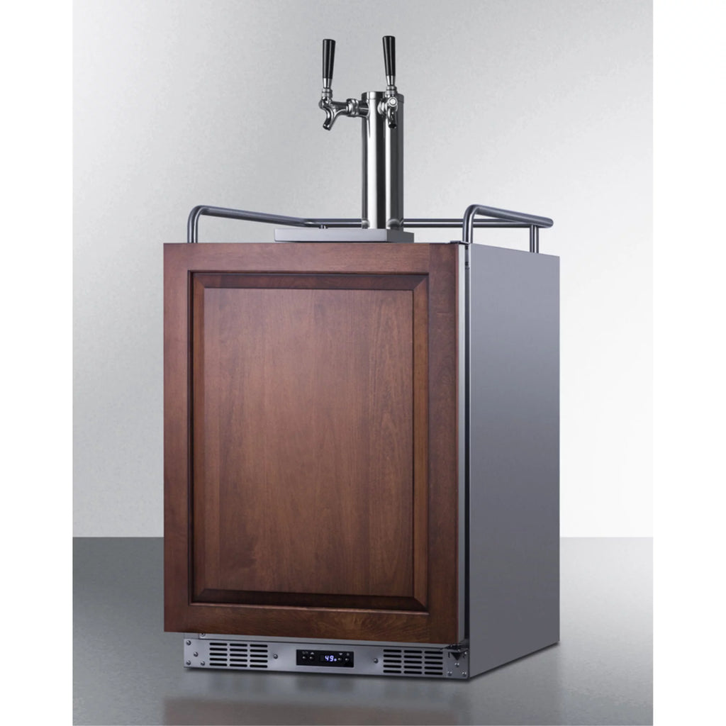 Stainless steel dual tap beer kegerator with panel-ready door L23595