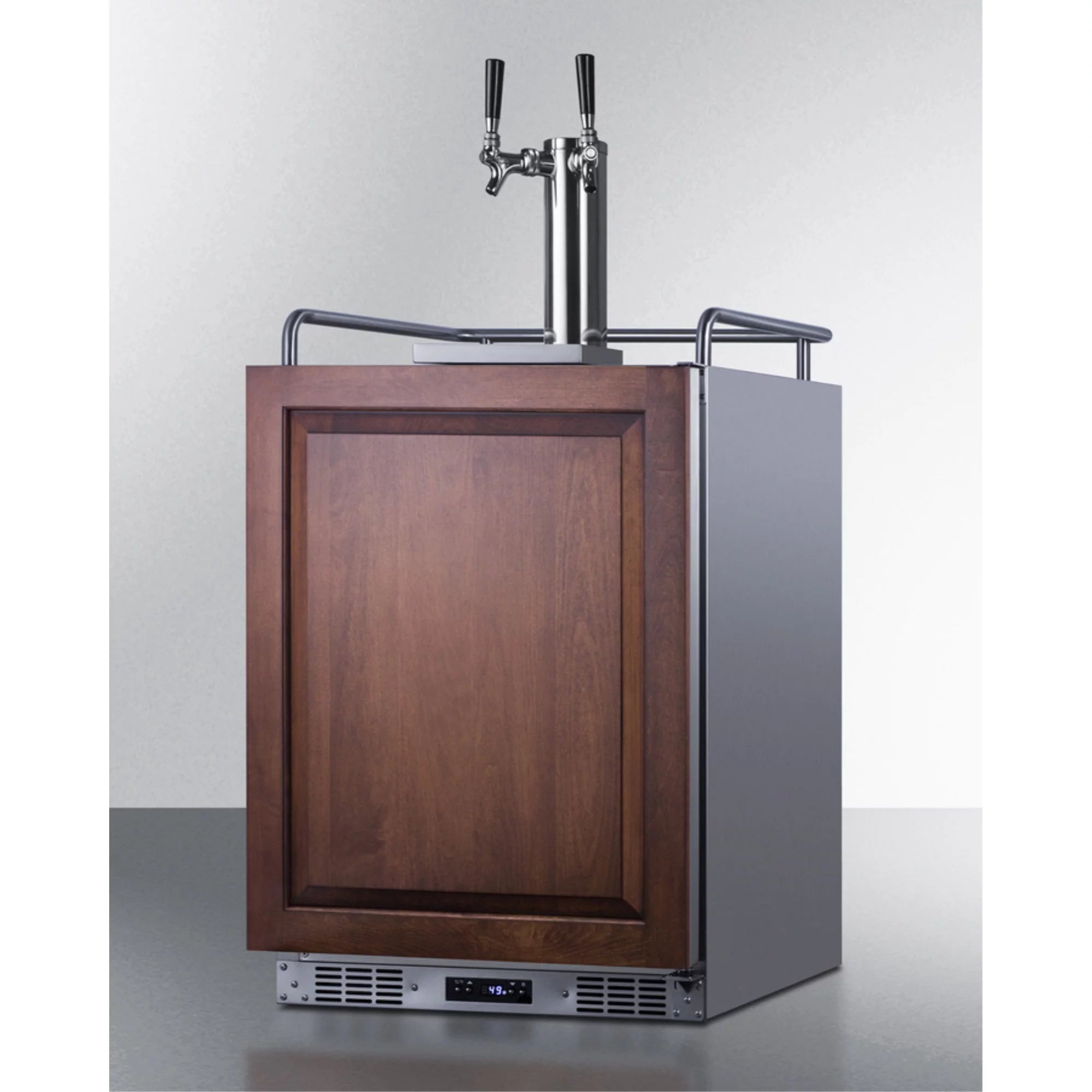 Stainless steel dual tap beer kegerator with panel-ready door L23595