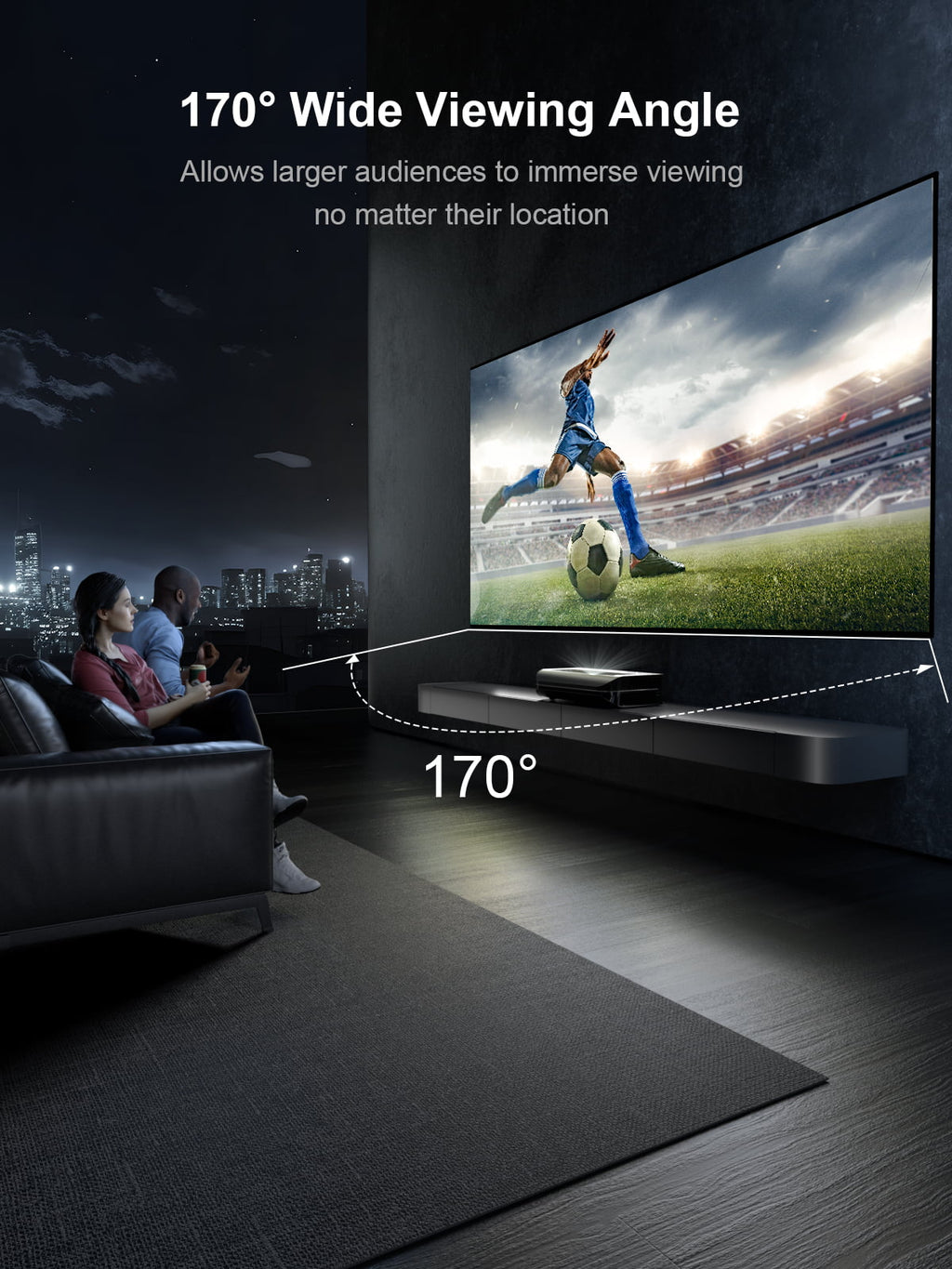 120” 16:9 Fixed Frame Projector Screen, 1.3 dB Peak Gain, Matte White U4661