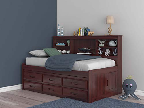 Twin Bookcase Day Bed with 6 Drawers Merlot Finish X45321