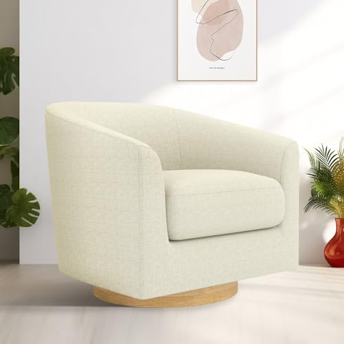 Walnut Brown Linen Swivel Barrel Chair M331
