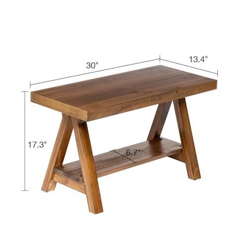 Solid Wood Farmhouse Storage Bench G5508