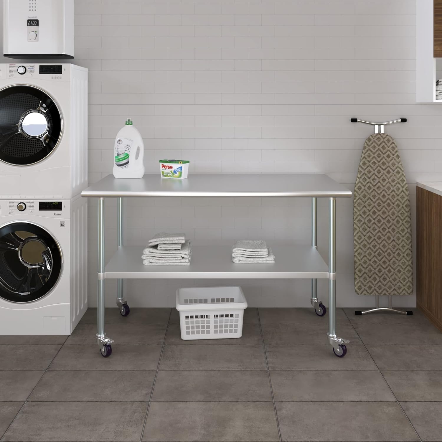 Stainless Steel Work Table with Under-Shelf & 4 Wheels Q14827
