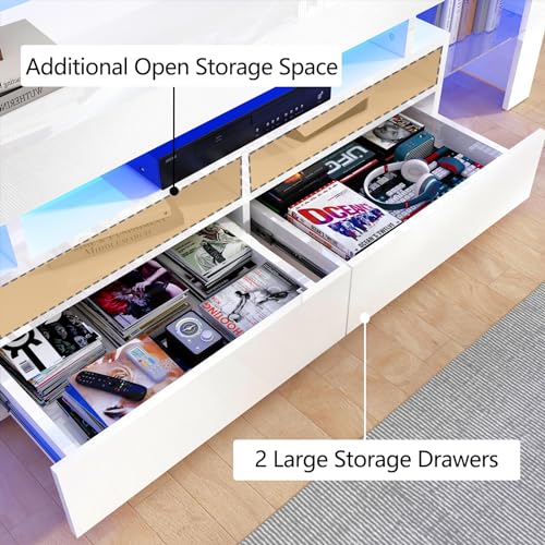 White High Gloss TV Stand with Storage Drawer U145432