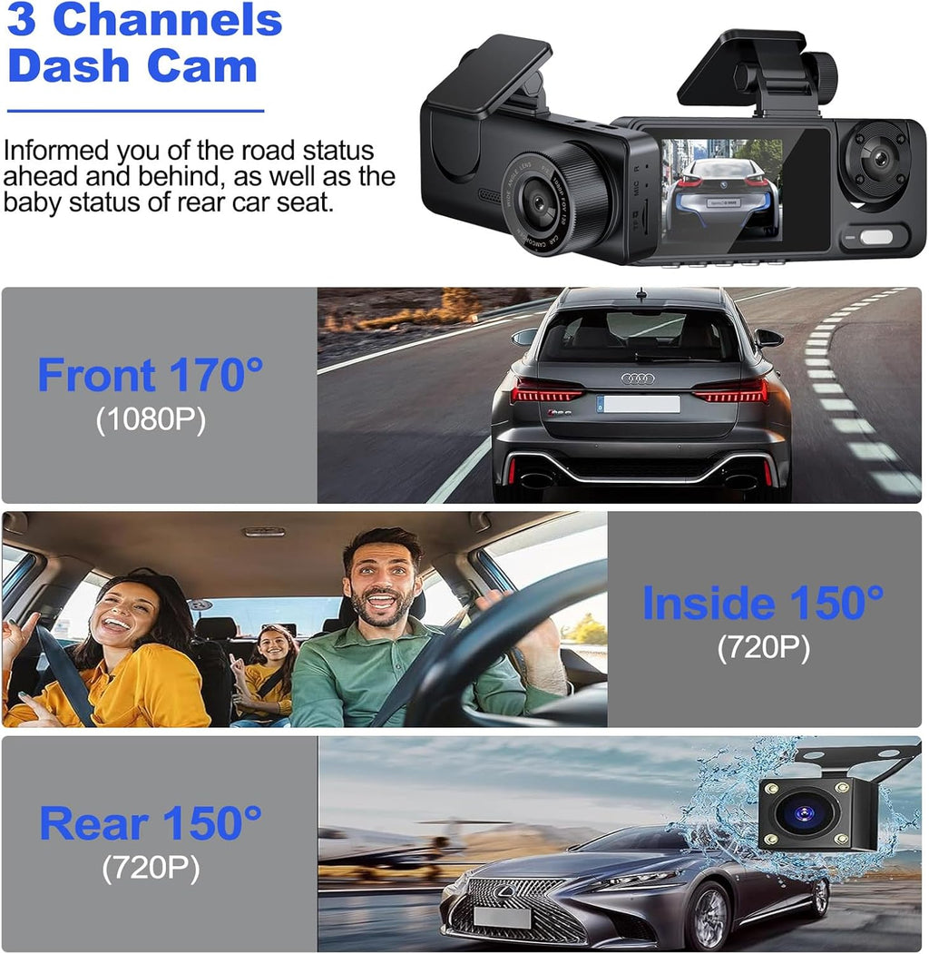 3 Channel 1080P Dash Cam with 64GB Card D536083