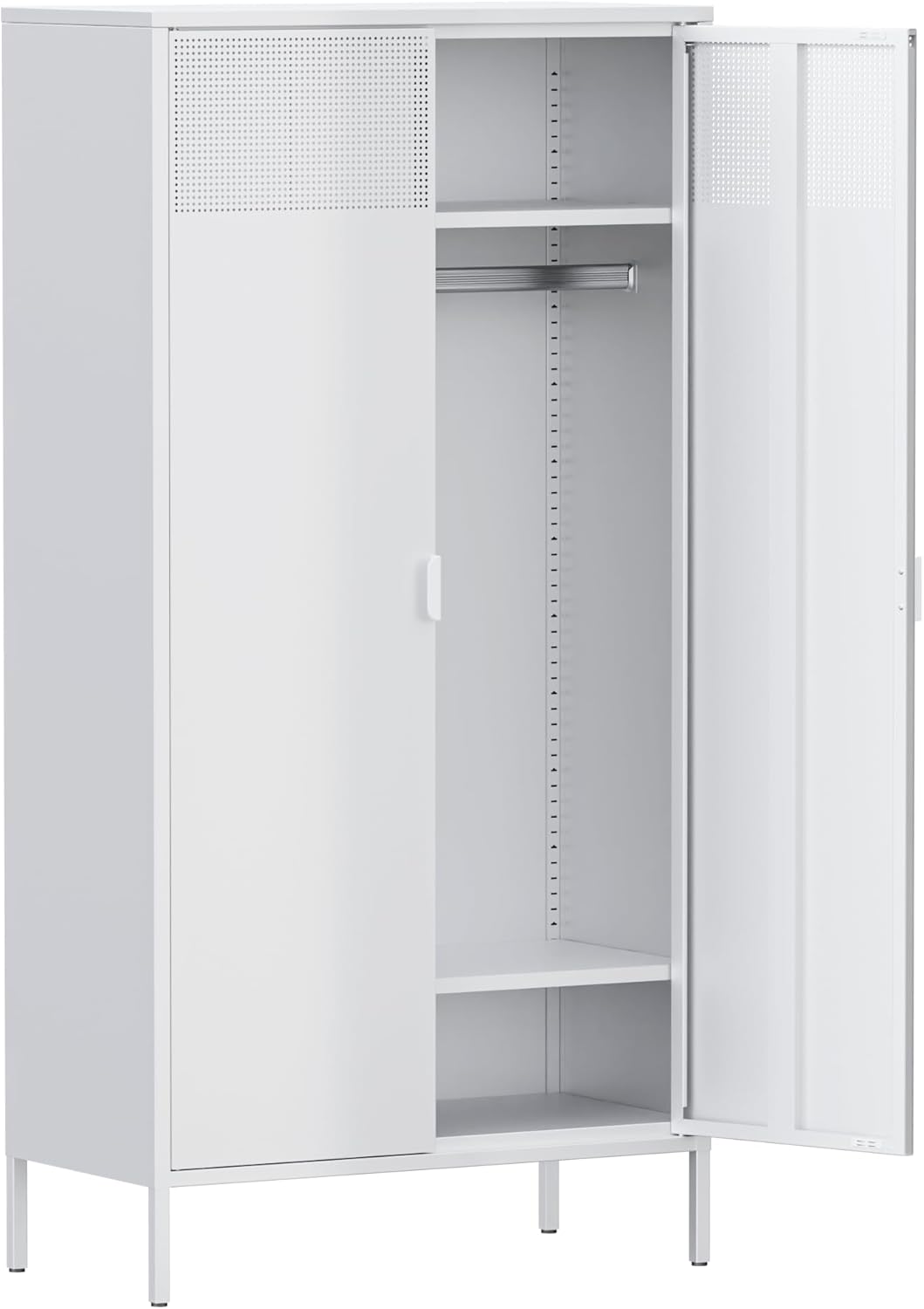 Metal Storage Cabinet with Adjustable Shelf & Removable Hanging Rods N1367