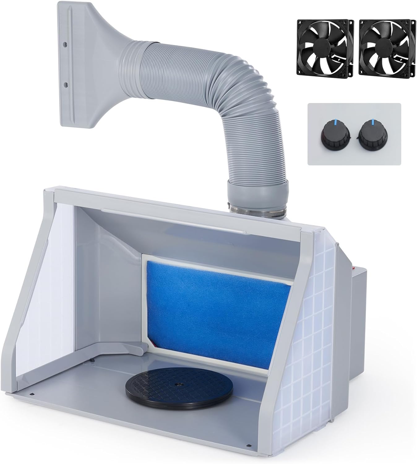 Portable Airbrush Spray Booth With Dual Fans, 3 LED Lights And Exhaust Hose K9062