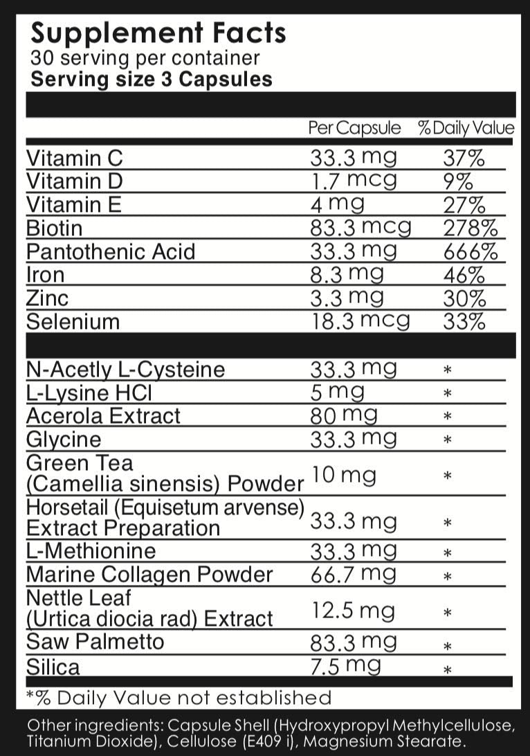 Hair Growth Vitamins with Biotin, Saw Palmetto, and Horsetail, 1 Month Supply B429941