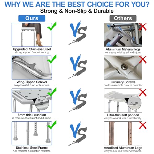 Heavy Duty Stainless Steel Shower Chair Seat with Grab Bar Z160