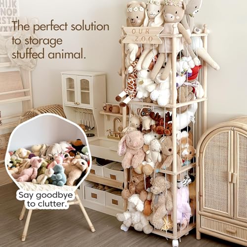 Wood Stuffed Animal Storage, Extra Large Capacity Plush Toy Cage, 54 inch W23456
