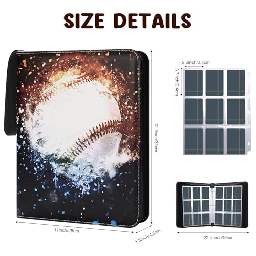 Baseball Card Binder with 50 Removable Sleeves I2701