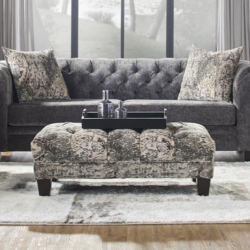Turkish Charcoal Fabric Oversized Ottoman Q36477