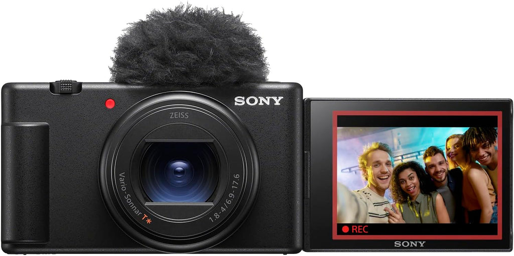 Black 4K Video 20.1MP Vlog Camera with Tripod/Grip, Case, LED, 64GB Card U574966