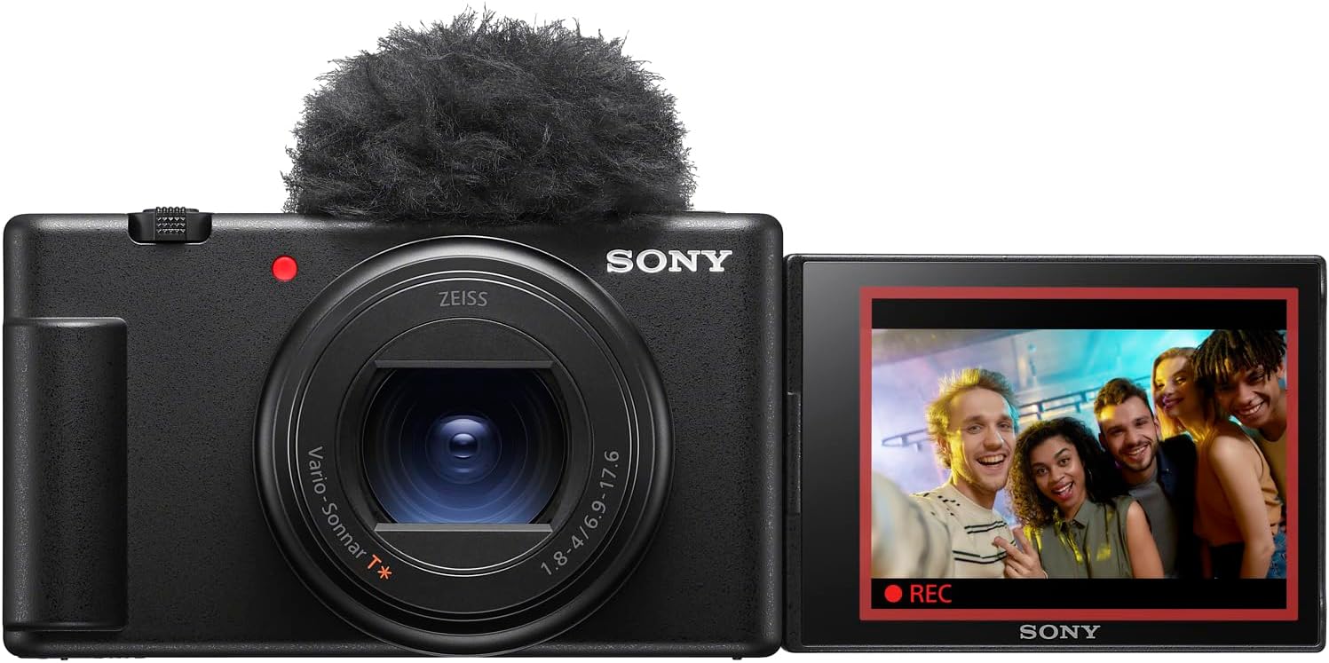 Black 4K Video 20.1MP Vlog Camera with Tripod/Grip, Case, LED, 64GB Card U574966