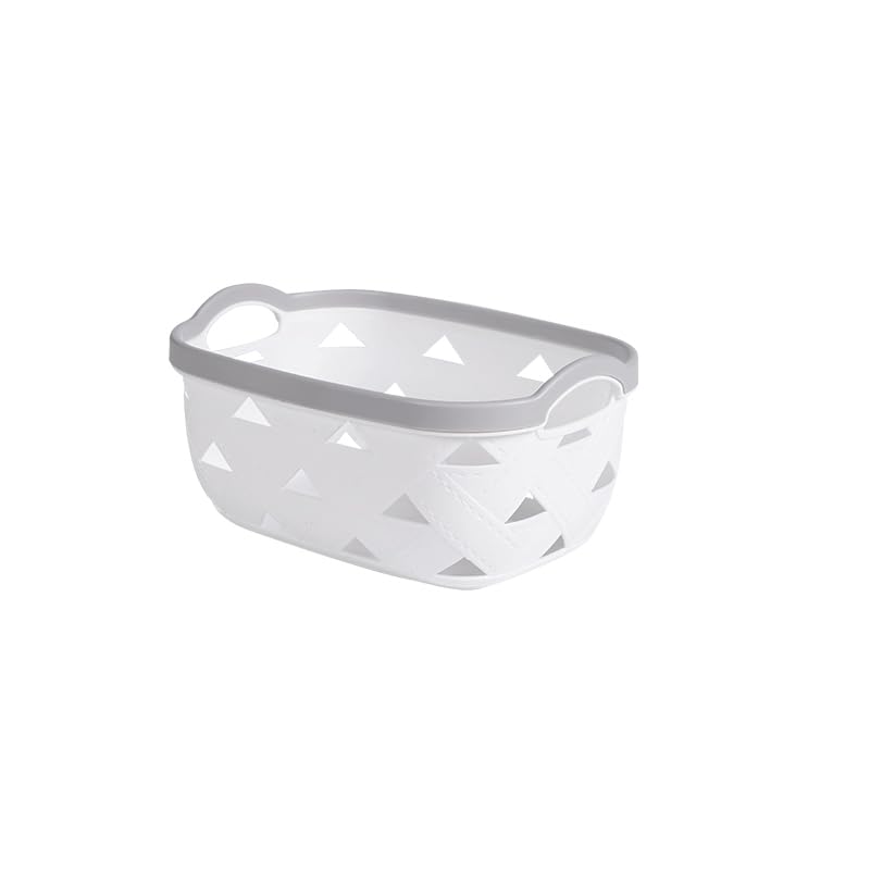 White Plastic Basket with Handles (3, Small) Y861