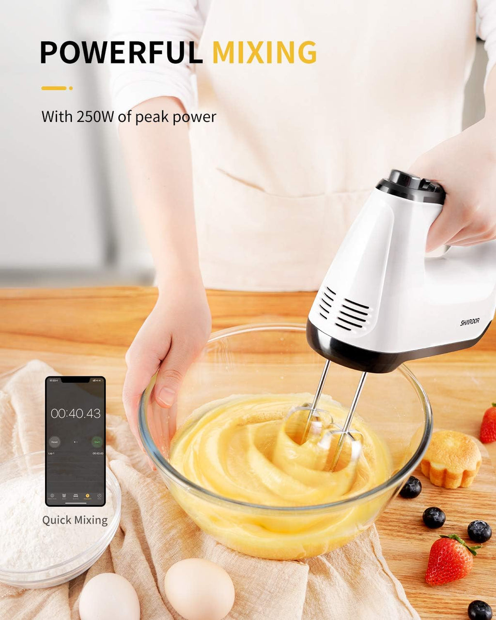 White 6 Speed Handheld Mixer with 5 Stainless Steel Accessories N311338