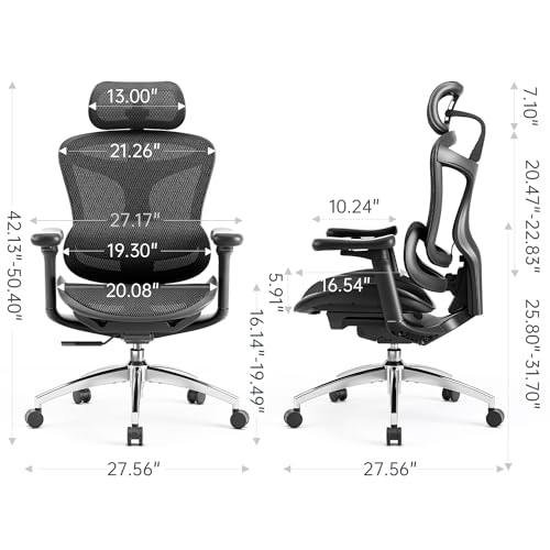 Ergonomic Office Chair with 3D Armrests, Adjustable Backrest, Grey E798