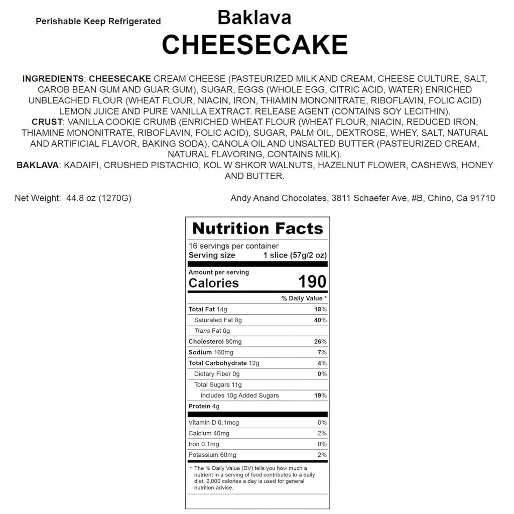 Baklava Cheesecake (9-inch, 2.8 lbs) M6252