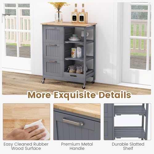 Rolling Wood Storage Cart with Drawers & Removable Tray H745852