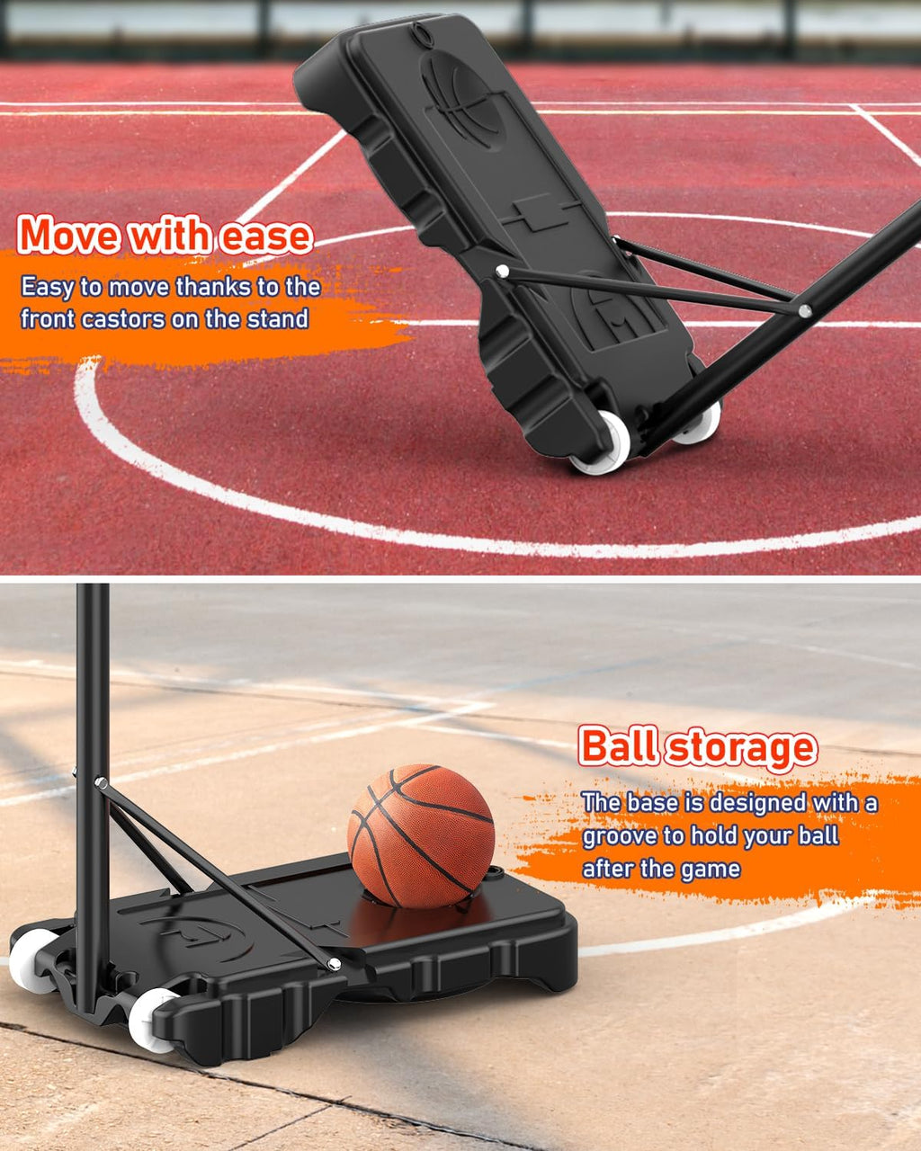 5-7FT Height Adjustable Basketball Hoop with 33 Inch Shatterproof Backboard and Stand Wheels W595083