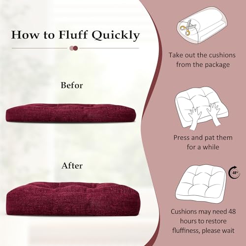 Burgundy 4 Pack Tufted Memory Foam Chair Cushions 17"x17"x4" K468544
