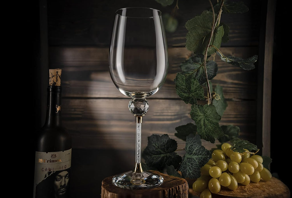 Set of 2 Gold Wine Glasses 16 Ounces W24947