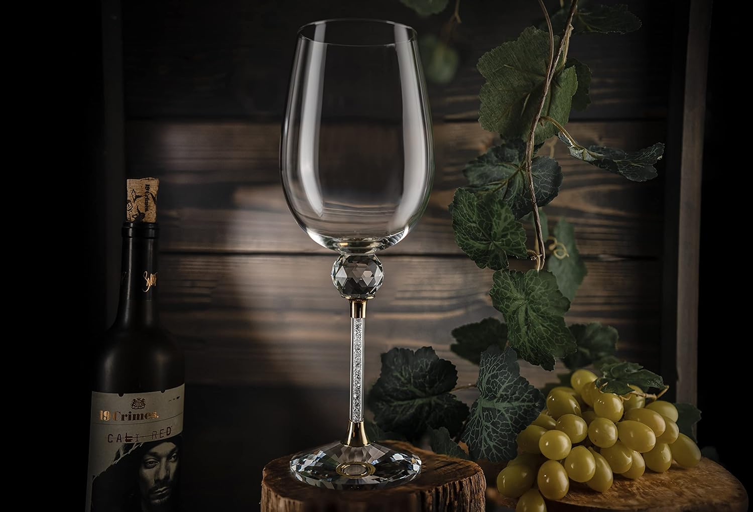 Set of 2 Gold Wine Glasses 16 Ounces W24947