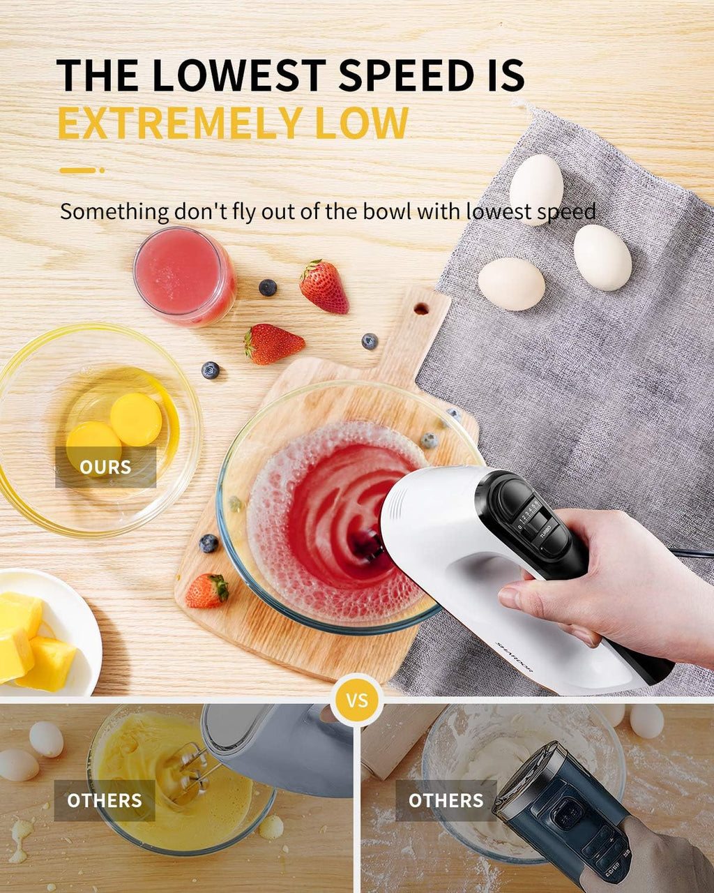 White 6 Speed Handheld Mixer with 5 Stainless Steel Accessories N311338