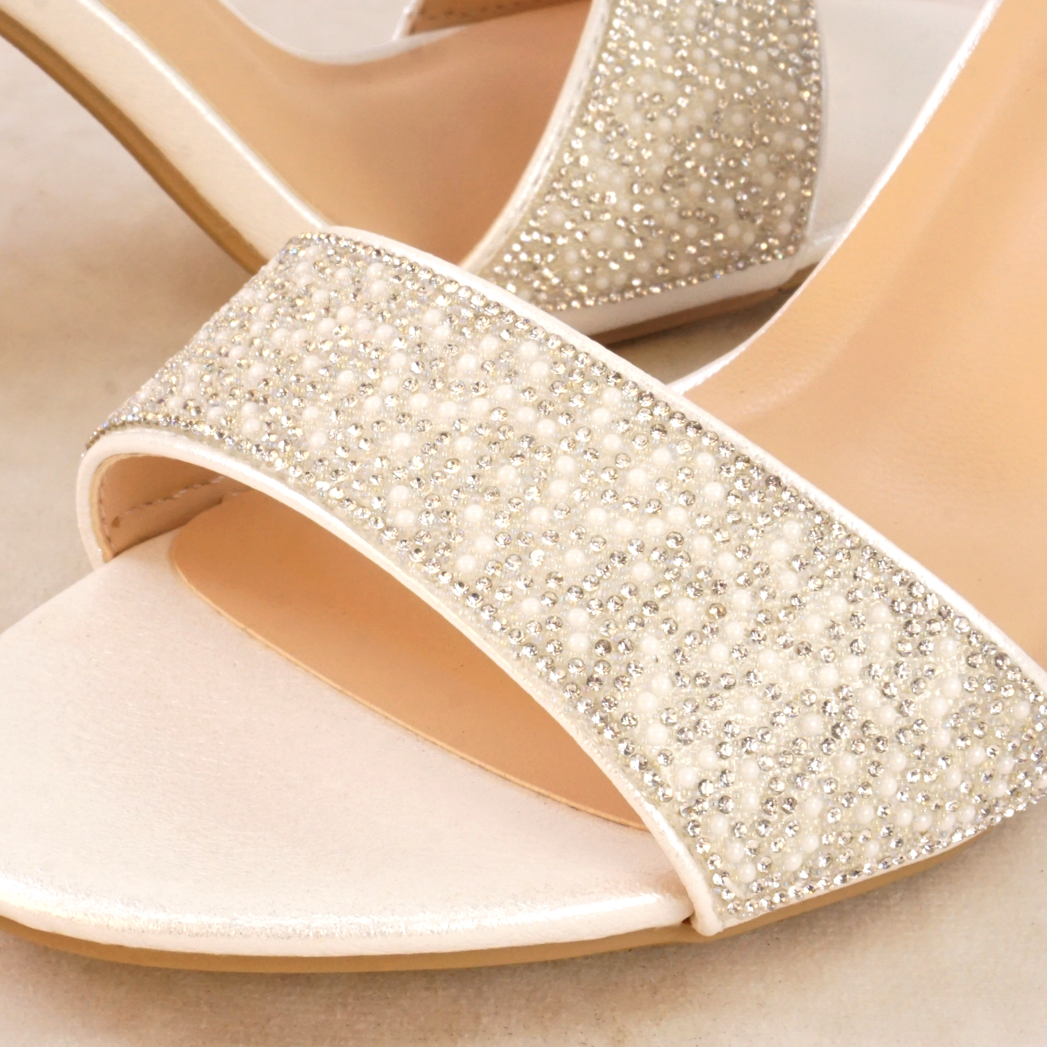Chika Pearl and Rhinestone Block Heels