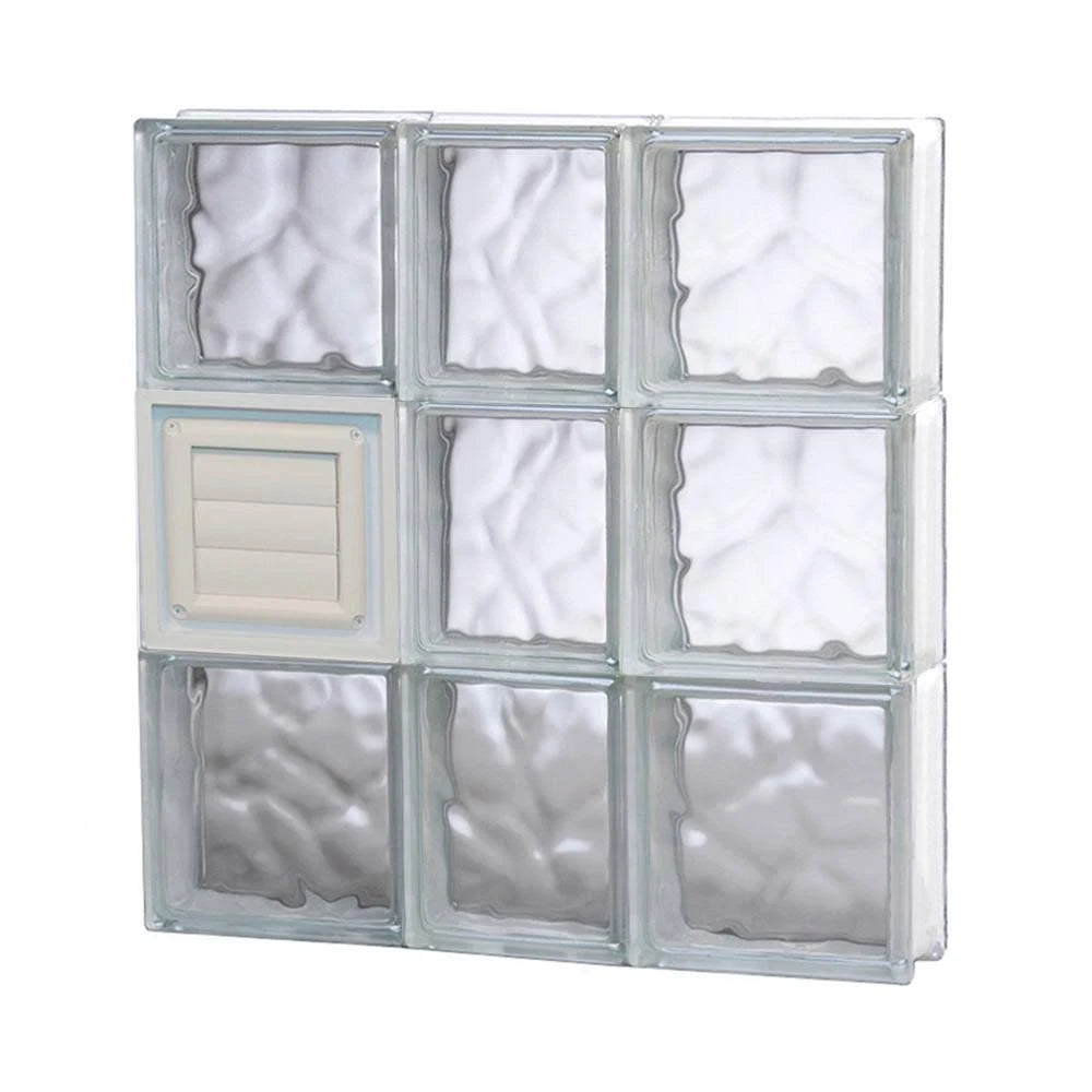 Wavy Pattern Frameless Replacement Glass Block Window 22-in x 24-in D3293