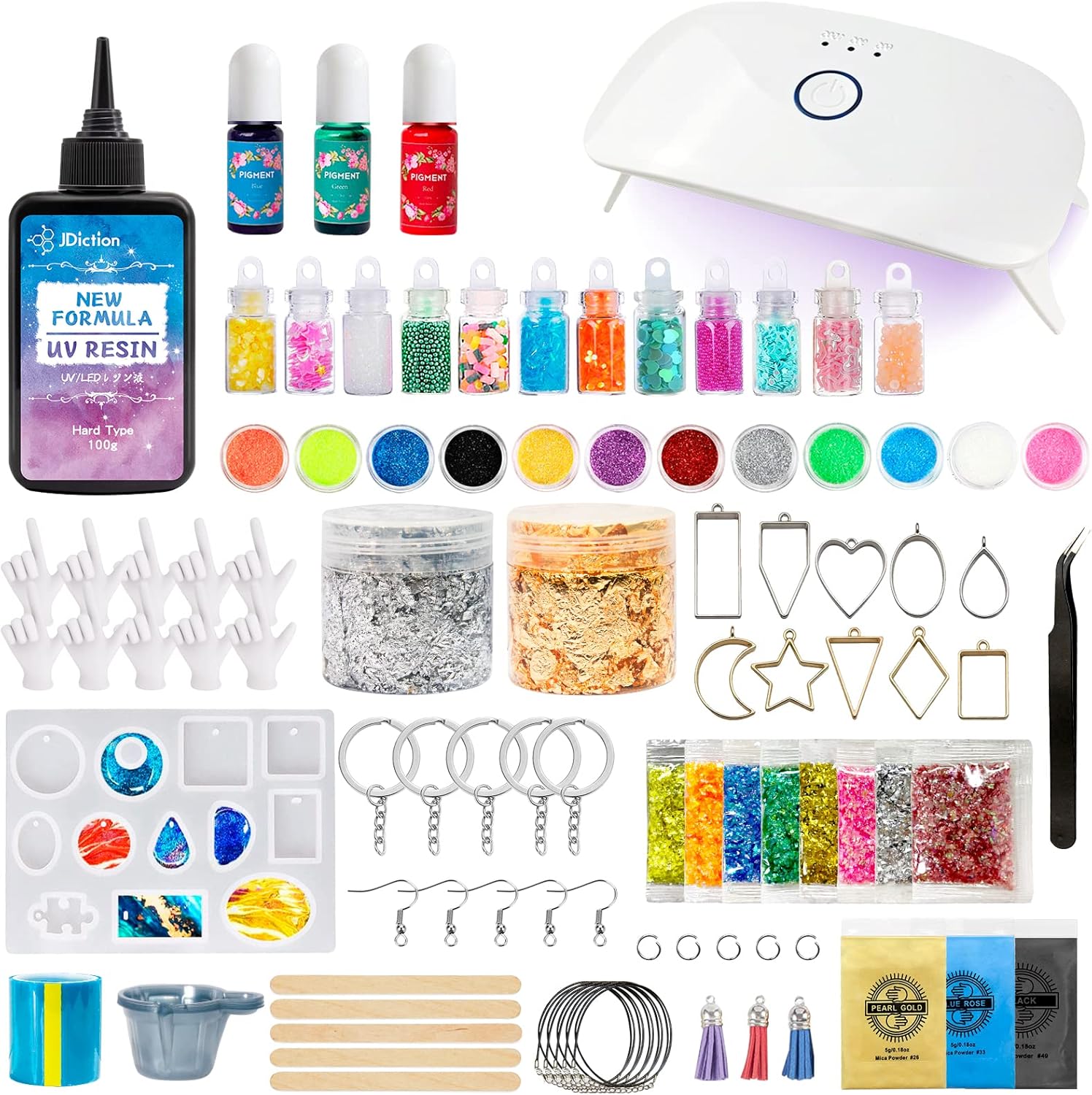 UV Resin Kit with Light, Crystal Clear Hard Resin Sunlight Curing UV Resin D84535