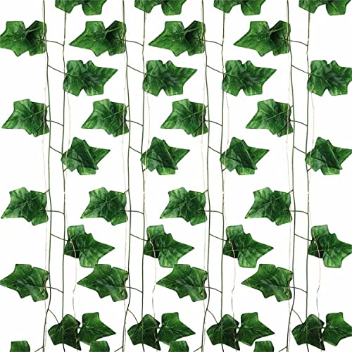 Fake Vines Artificial Ivy Garland with 100 LED String Light Hanging Plants Faux Greenery Leaves 6Pack with 100LED E537
